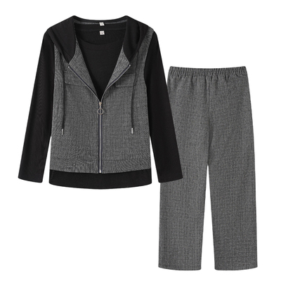 妈妈秋装休闲马夹外套运动三件套2025新款中老年女装洋气时髦套装