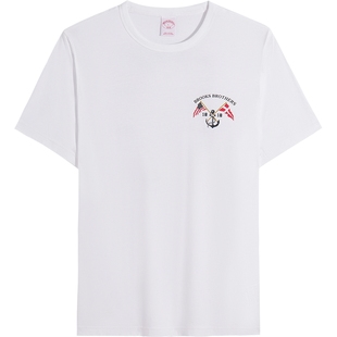 Brooks Brothers/布克兄弟男士春夏新款棉航海国旗印花休闲T恤