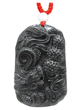 泰山墨玉龙花生随身吊坠项链
