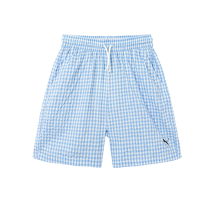 PUMA彪马儿童短裤2026春季新薄款中大童格子短裤轻盈透气男女同款