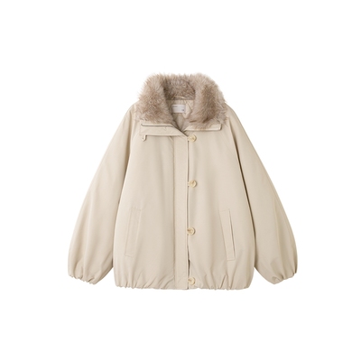 时然大码毛领棉服微胖mm冬季