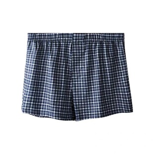 夏季新款休闲沙滩裤男士五分裤家居裤棉质老人裤宽松格子阿罗裤
