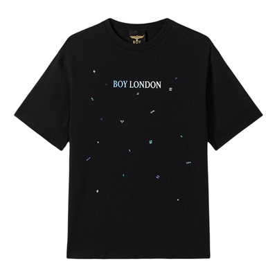 BOYLONDON时尚仿金属LOGO纯棉短袖2026年夏季新款男女T恤N01062