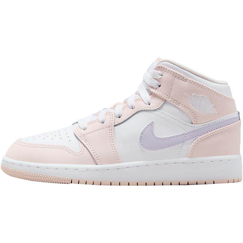Jordan乔丹粉紫高帮运动鞋正品AJ1板鞋新款复古女鞋减震休闲鞋子