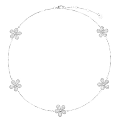 AWE张杰同款银色闪钻情花项链女