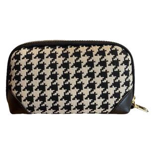 千鸟格长款钱包女士2026新款帆布手拿包可放手机小包大容量零钱包