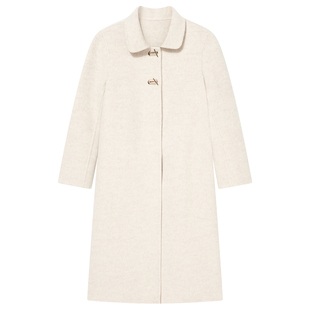 Goodland美地米白色驼绒羊毛法式大衣外套女2025冬新款LC35580380