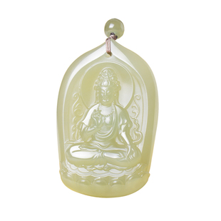 凤飞凰天然和田玉晴水观音吊坠男款玉石项链挂件平安玉牌莲花国潮