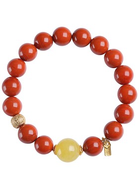 保真满肉南红玛瑙黄手串