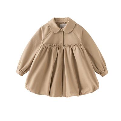 戴维贝拉女童中长款风衣2025秋季新款儿童外套中大童休闲上衣童装