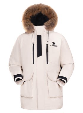 骆驼工装保暖羽绒服2026女款加厚冬季抗寒抗菌派克大毛领羽绒外套