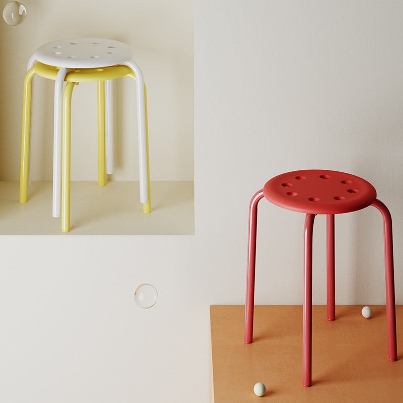 塑料圆凳子家用可叠放圆凳加厚餐桌高板凳客厅简约餐凳吃饭小椅子