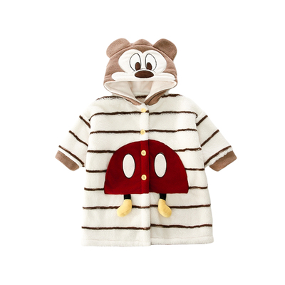 男童连帽睡袍秋冬季2025新款加厚