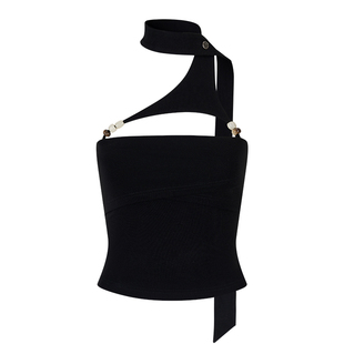 创世纪元【珠玑映黑】吊带背心女夏外穿设计感可拆卸围脖抹胸