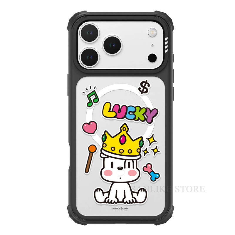 韩国molancano苹果磁吸气囊支架防摔手机壳Munch蒙克小狗适用iphone17promax透明16pro保护套15卡通可爱14/13