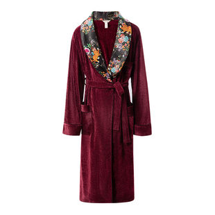 NT秋冬金丝绒柔软双面绒保暖薄绒睡衣男冬季中古风法式浴袍家居服