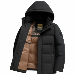 雅鹿冬季短款羽绒服爸爸装加厚大码短款保暖防寒中老年冬装外套