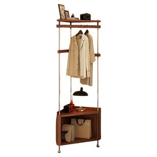 实木衣帽架落地卧室角落家用2026新款挂衣服架子床头柜置物架一体