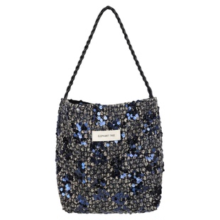 亮片女士小众设计单肩包帆布hobo水桶包大容量包包通勤女包轻奢