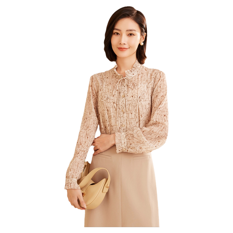 乔万尼衬衫2026新款女长袖法式设计感花边领高级感上衣ET3C781