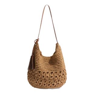 橙子少女2025夏天新款海边度假编织草编包沙滩包大容量单肩托特包