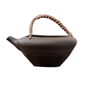 纯手工可加热公道杯家用电陶炉明火煮茶大号公道杯粗陶藤编把手壶