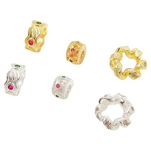 强保色铜镀18K包金镶锆麻花隔珠隔片diy手链项链串珠首饰饰品配件