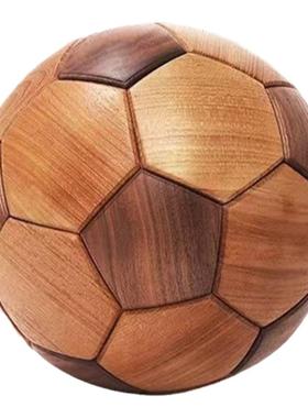 木制榫卯足球实木创意摆件