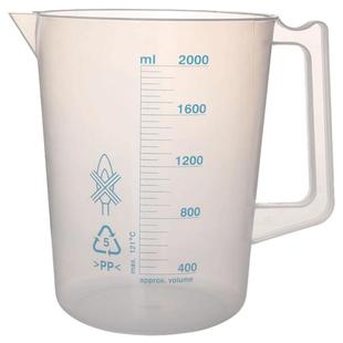 带把手蓝线刻度烧杯100/250/500/1000/2000/3000/5000ml毫升计量杯PP料可高温高压灭菌1/2/3/5L带柄塑料量杯