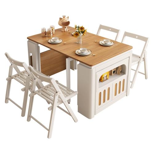 折叠餐桌餐边柜一体小户型家用餐厅多功能伸缩吃饭桌椅组合