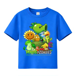 植物大战僵尸衣服儿童夏季男童纯棉上衣Plants vs Zombies短袖T恤
