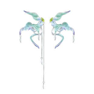 绘间手绘【春蝶-花间】欧若风蝴蝶清新甜美仙气不对称耳夹耳环