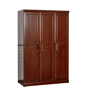 顺心家具实木无门衣柜卧室家用中式水曲柳平开门二门三门衣柜组合