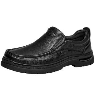 骆驼男鞋2025冬季新款牛皮舒适宽头厚底商务休闲皮鞋男士爸爸鞋子