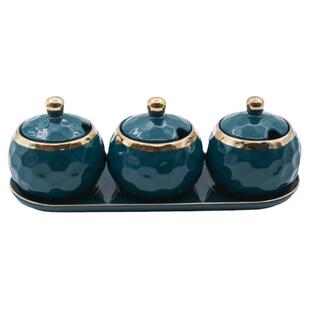 轻奢陶瓷调味罐厨房鸡精罐家用调料盒套装调味料瓶油盐罐子四件套