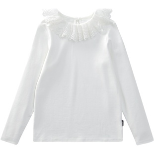 女童衬衫秋冬2025新款洋气儿童蕾丝娃娃领长袖衬衣女孩韩版打底衫