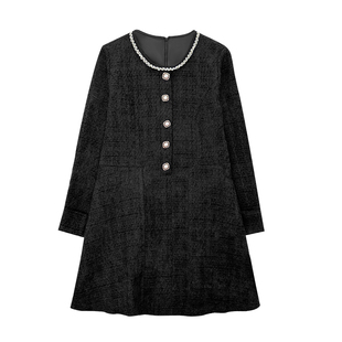 梵朵大码女装16571秋冬法式小香风时尚高级感连衣裙减龄A字短裙潮