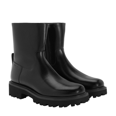 CHARLES&KEITH25秋季新款CK1-90920161英伦风圆头厚底拉链短靴女