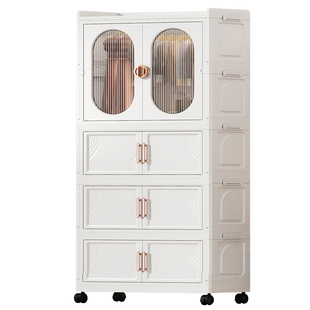 80大容量免安装折叠储物柜对开门儿童衣物收纳柜家用婴幼儿小衣橱