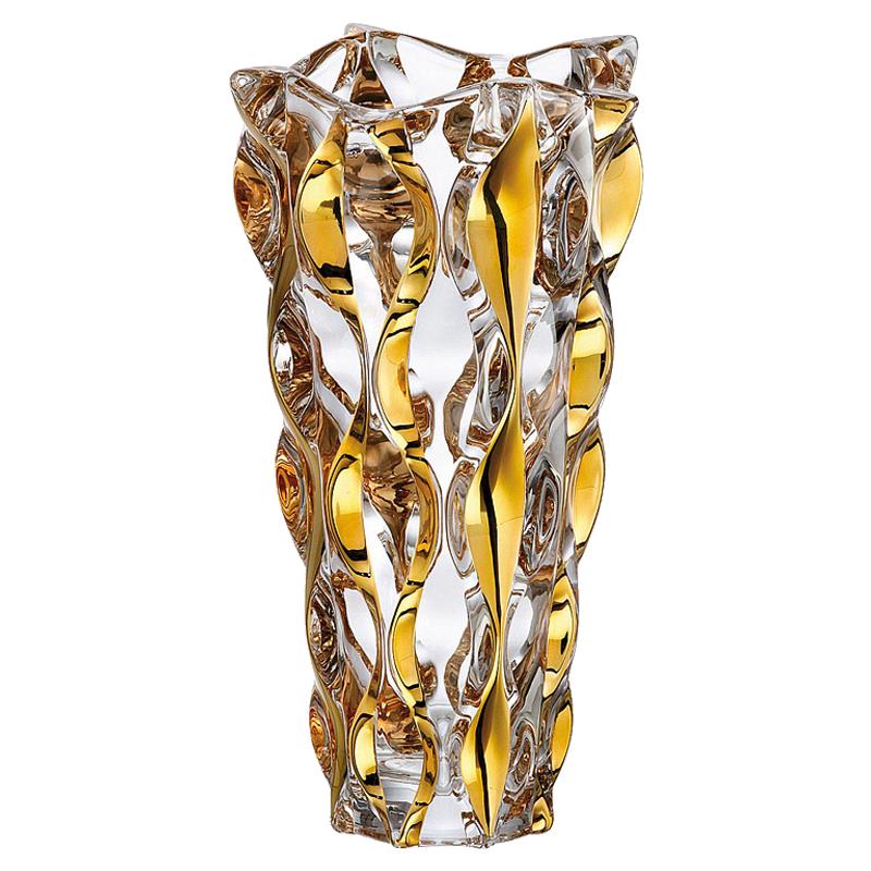 捷克BOHEMIA原装进口水晶玻璃手工描金金线花瓶居家装饰摆件花瓶