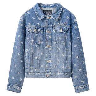MARDI2026年春季新款雏菊图案牛仔夹克长袖外套上衣