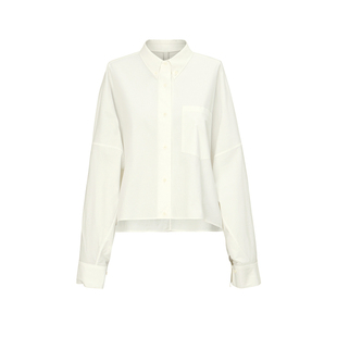 LESS春秋简约休闲通勤感棉质衬衫女长袖白色衬衣2N7213920