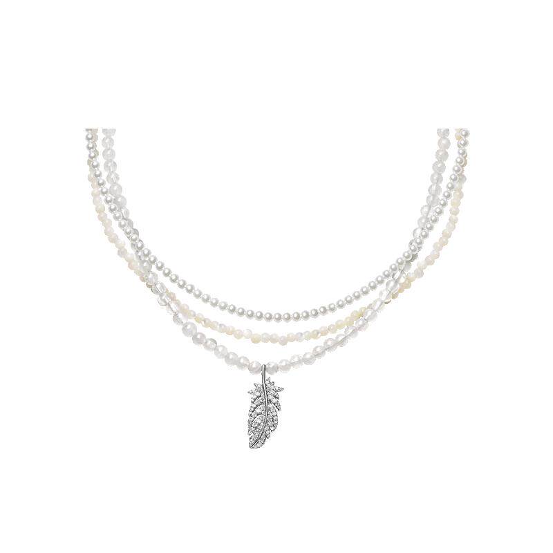 【自营】HEFANG Jewelry/何方珠宝高级感 白月光/白水晶羽毛项链