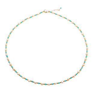 MISS HELEN晓山青仿绿松石项链女原创玉石珍珠沙金珠锁骨链通勤