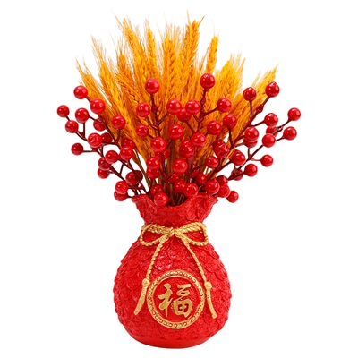 麦穗装饰摆件仿真假花红果发财果