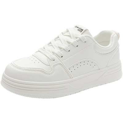 大东时尚休闲平底圆头小白鞋女