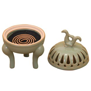 国风仿古陶瓷香薰炉大口径家用室内盘香熏香器檀香沉香焚香摆件