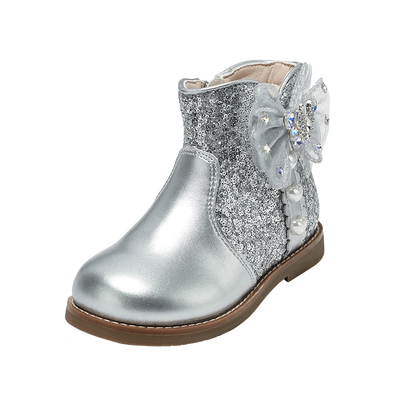 百丽女童皮靴冬季新款保暖加绒靴