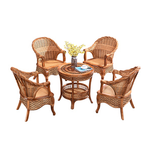 天然真藤椅三件套腾编椅阳台小桌椅滕靠背单人休闲椅茶几家用组合