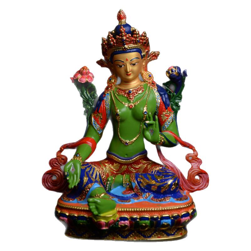 吉祥彩绘精工供奉观音绿度母佛像